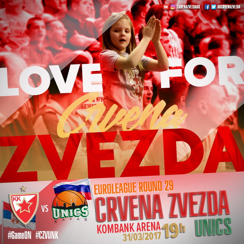 KK Crvena zvezda vs UNICS Kazan — 19:00, Kombank Arena